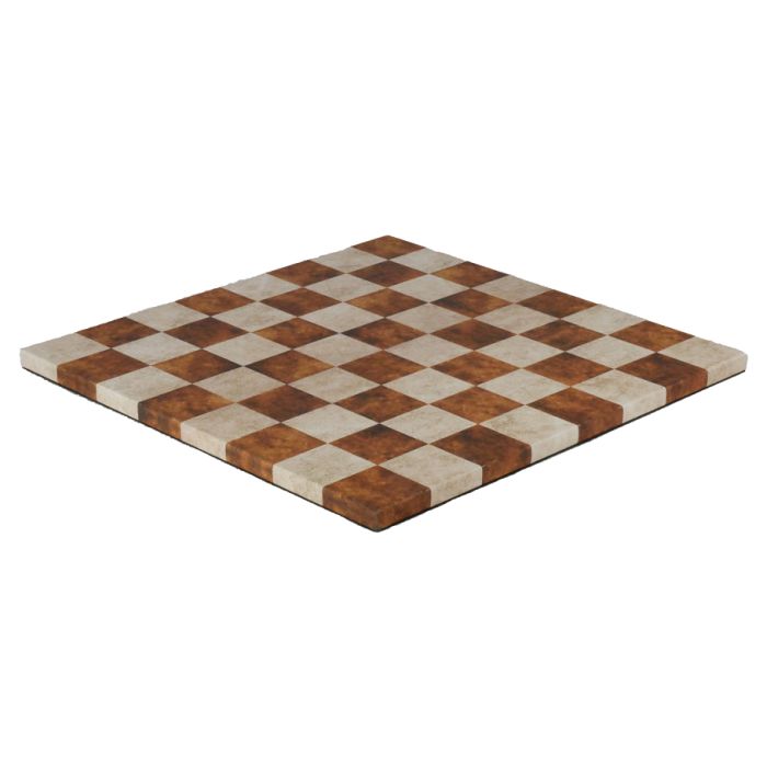 14.5" Leatherette Chess Board Caramel And Cream - Cats In Hat Inc.