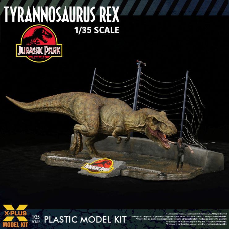1/35 Jurassic Park T-Rex Dinosaur w/Figure Fencing & Base