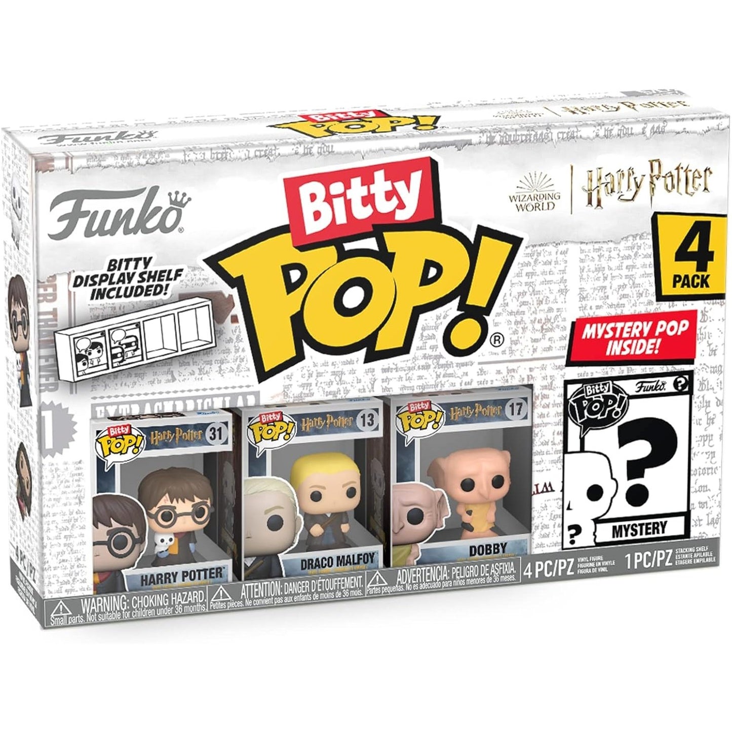 Funko! Bitty Pop! Movies! Harry Potter - Harry, Draco & Dobby Bitty Pop! 4-Pack - Cats In Hat Inc.