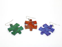 Hook Earrings Scarab Puzzle Piece Pair (Assorted Dice Colors)