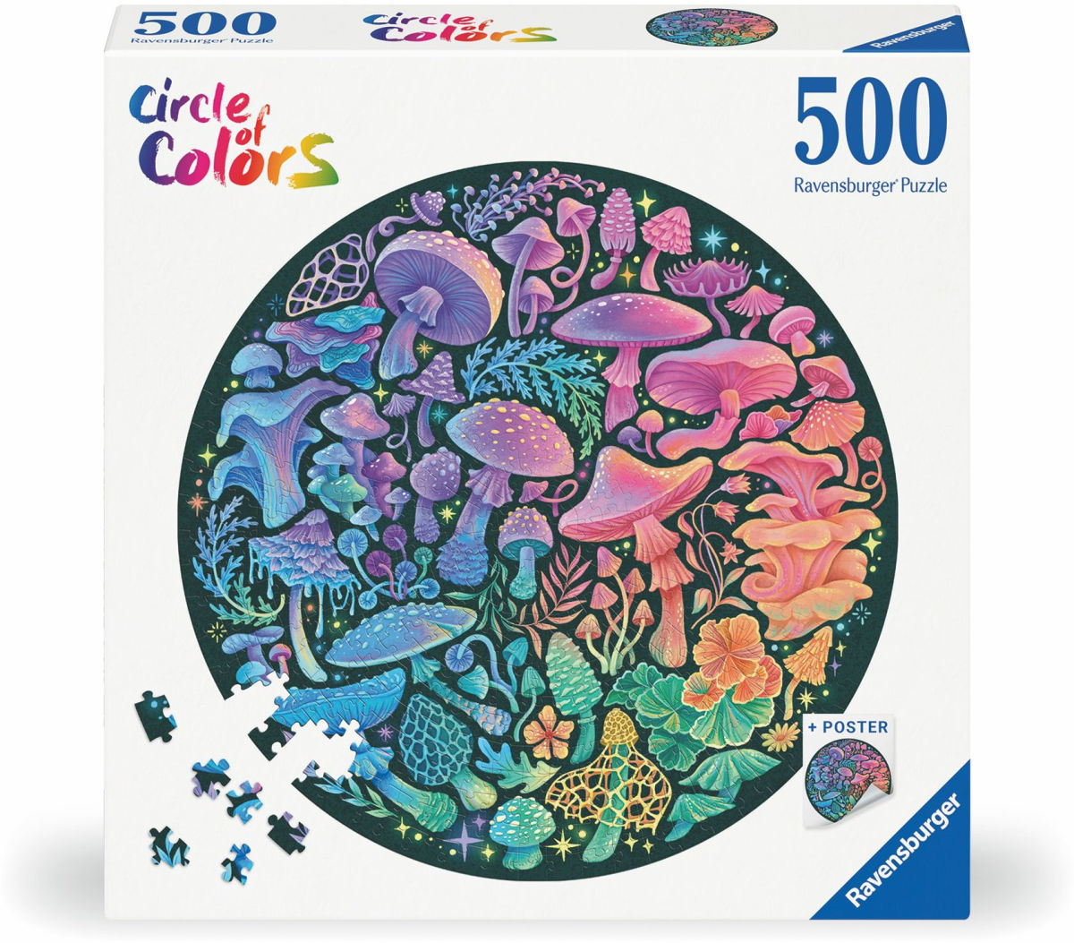 Mushrooms 500 PC Round Puzzle