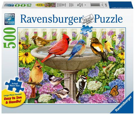 At the Birdbath 500 PC Large Format Puzzle