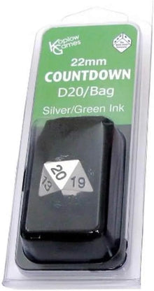 D20 Clamshell Single 22Mm Metal Countdown Silver With Green