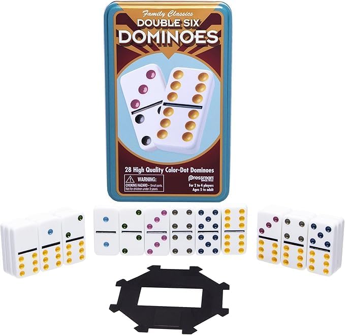 Double Six Color Dot Dominoes In Tin - Cats In Hat Inc.