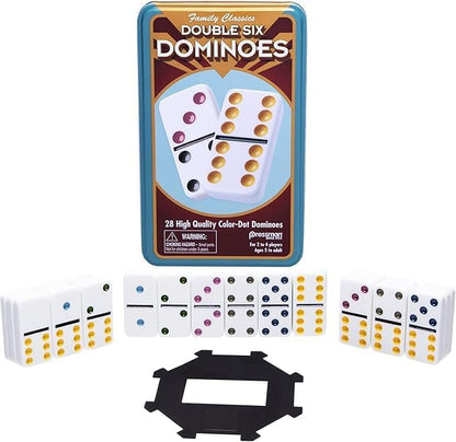 Double Six Color Dot Dominoes In Tin - Cats In Hat Inc.