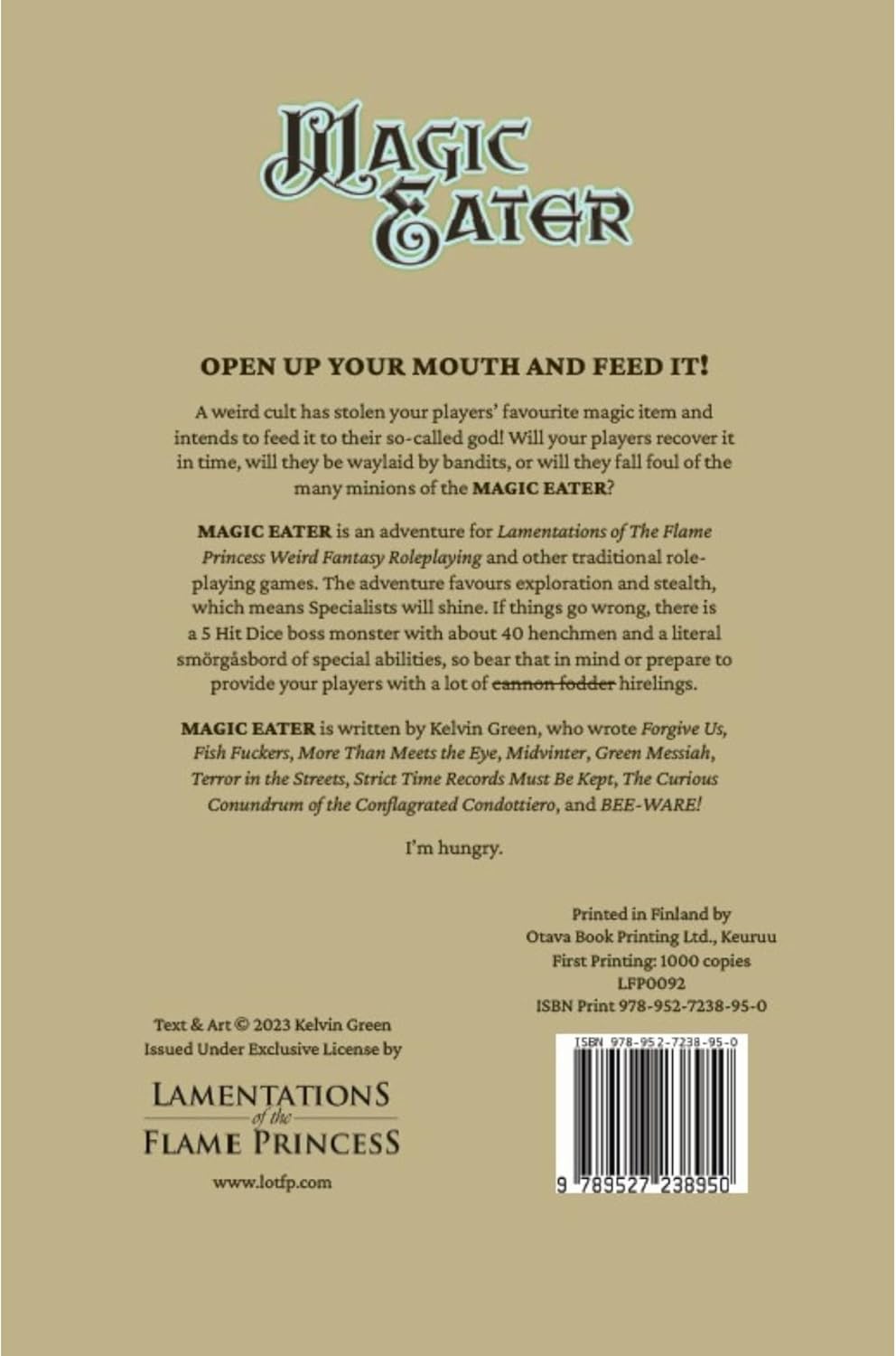Lamentations Of The Flame Princess: Adventure: Magic Eater