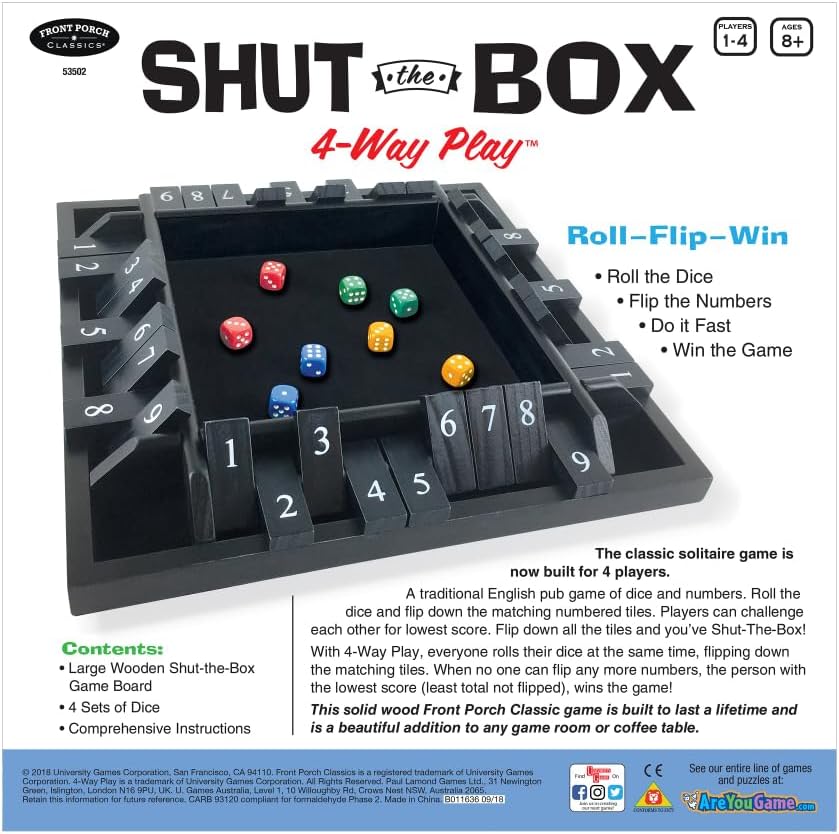 Shut The Box 4 Way Play - Cats In Hat Inc.