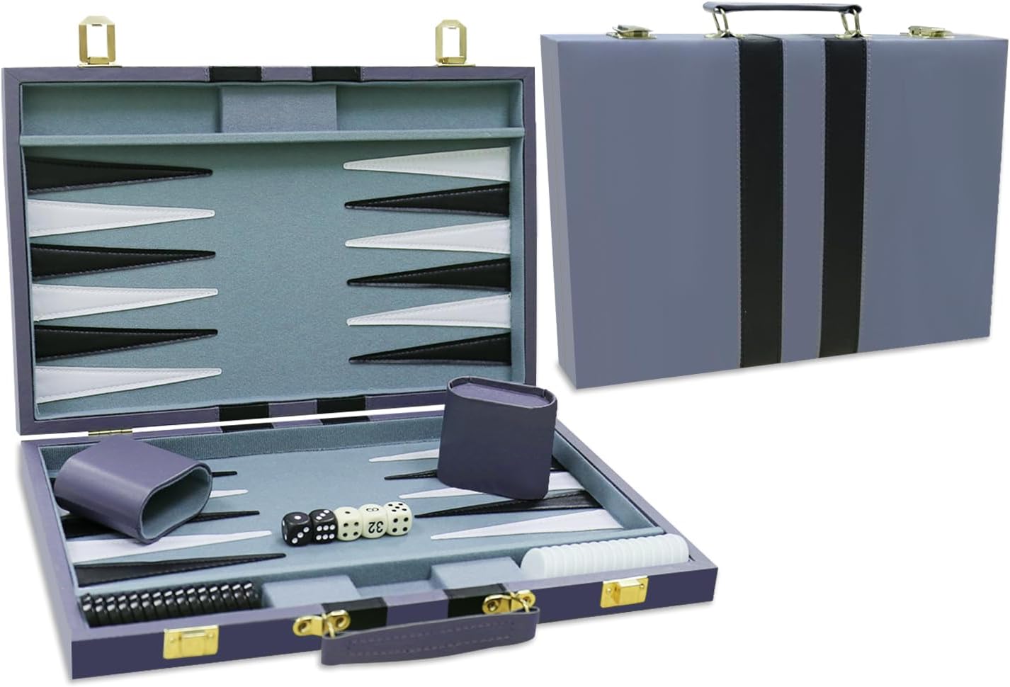 Backgammon Set 15" Grey Vinyl