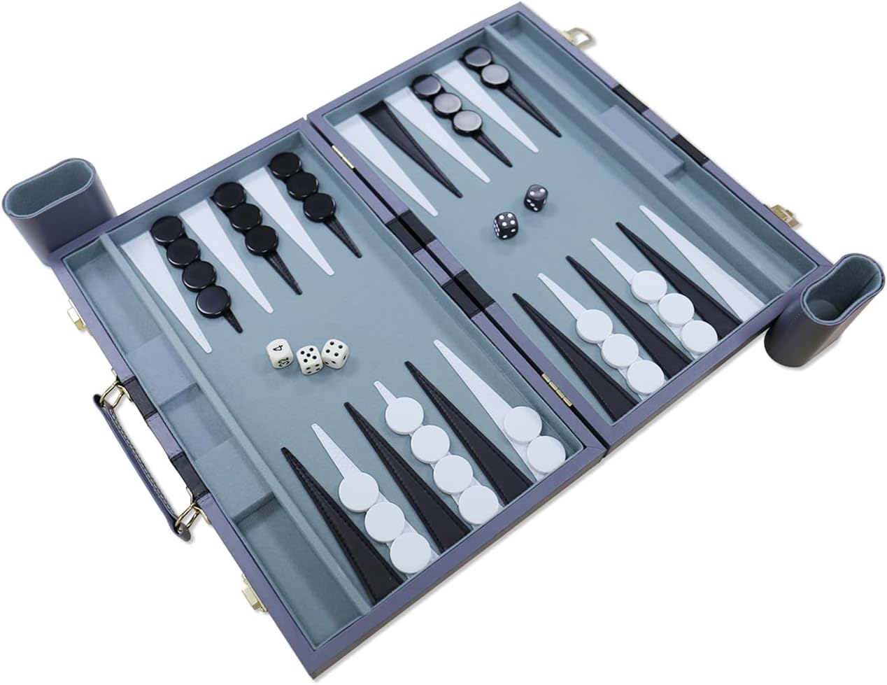 Backgammon Set 15" Grey Vinyl