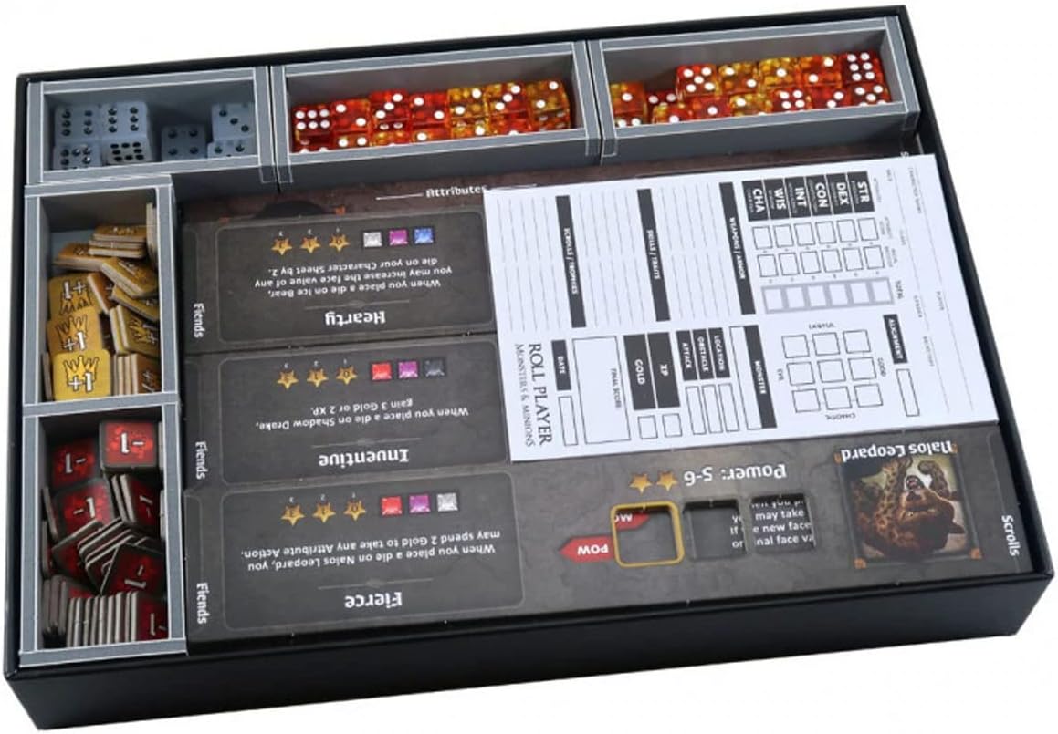 Box Insert: Roll Player Plus Monsters & Minions And Fiends & Familiars Expansions - Cats In Hat Inc.