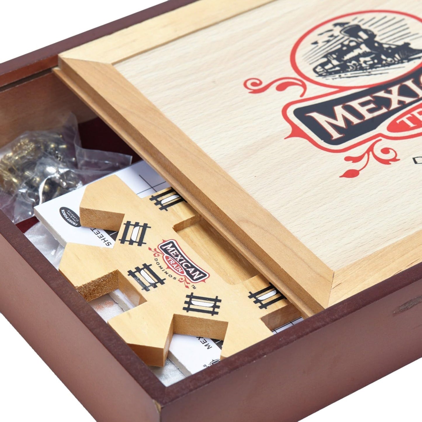 Dominoes: Mexican Train (Wooden Case) - Cats In Hat Inc.