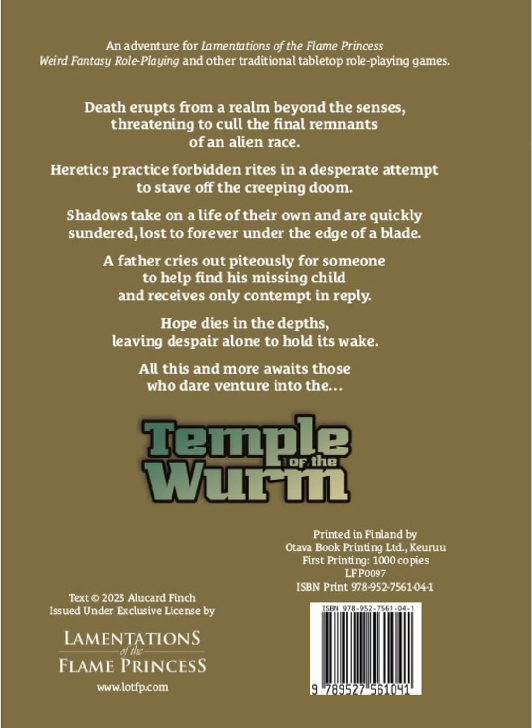 Lamentations Of The Flame Princess: Adventure: Temple Of The Wurm