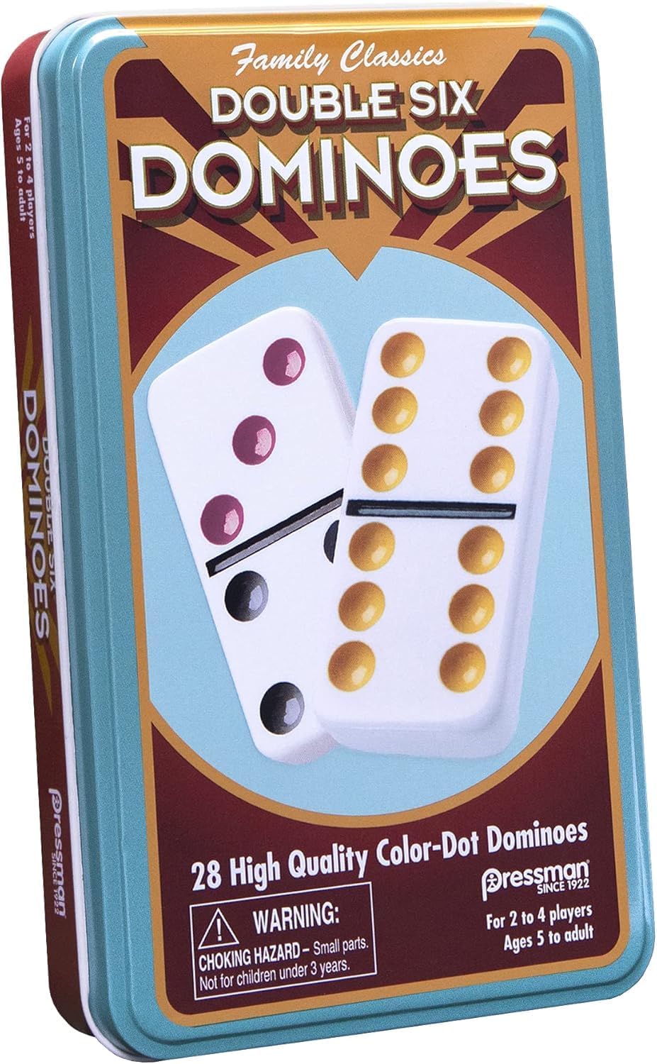 Double Six Color Dot Dominoes In Tin - Cats In Hat Inc.