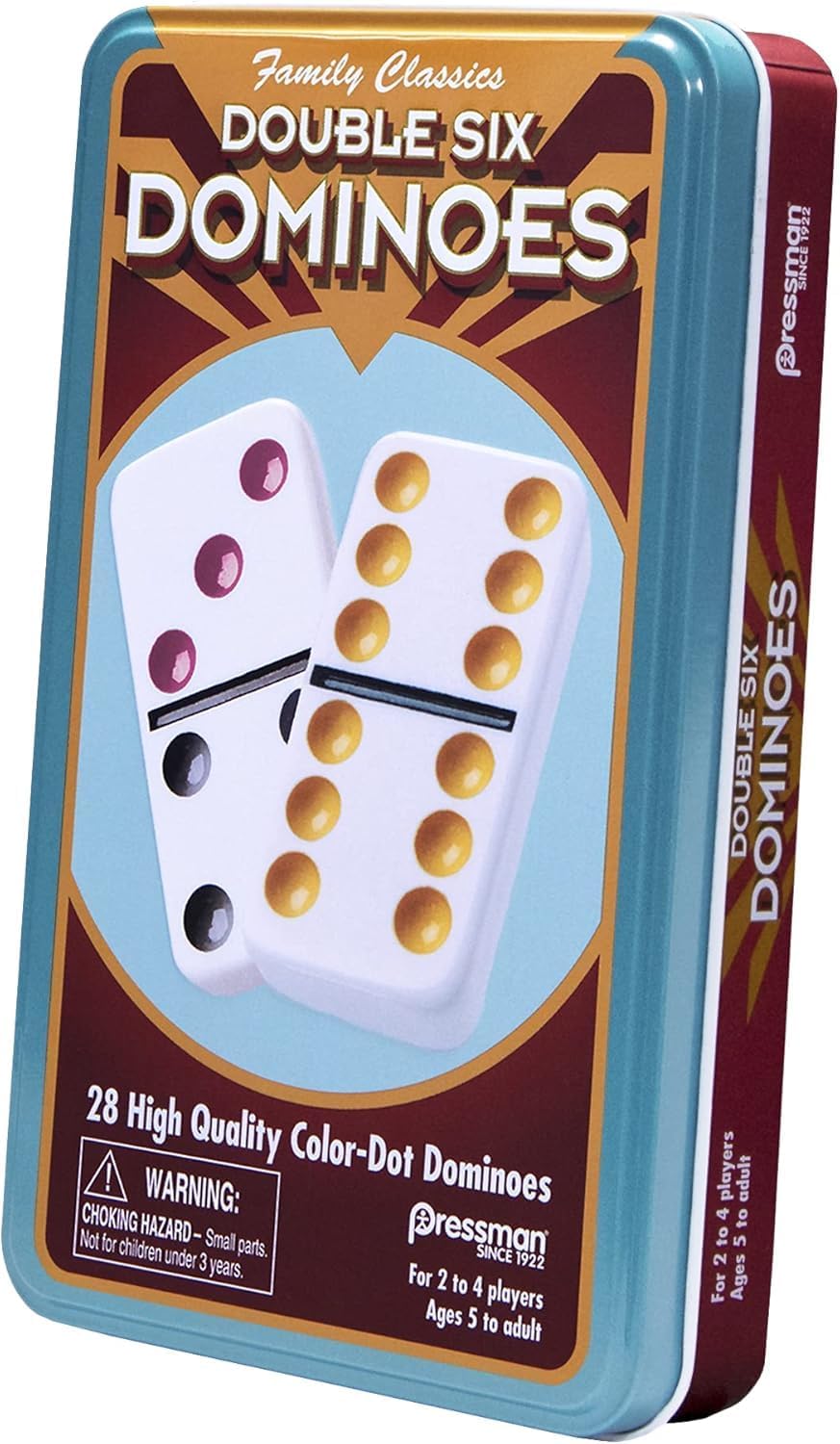 Double Six Color Dot Dominoes In Tin - Cats In Hat Inc.