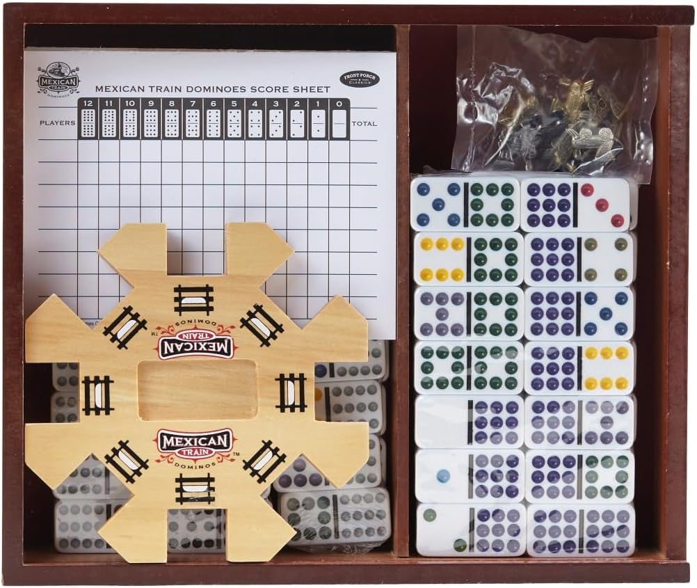 Dominoes: Mexican Train (Wooden Case) - Cats In Hat Inc.