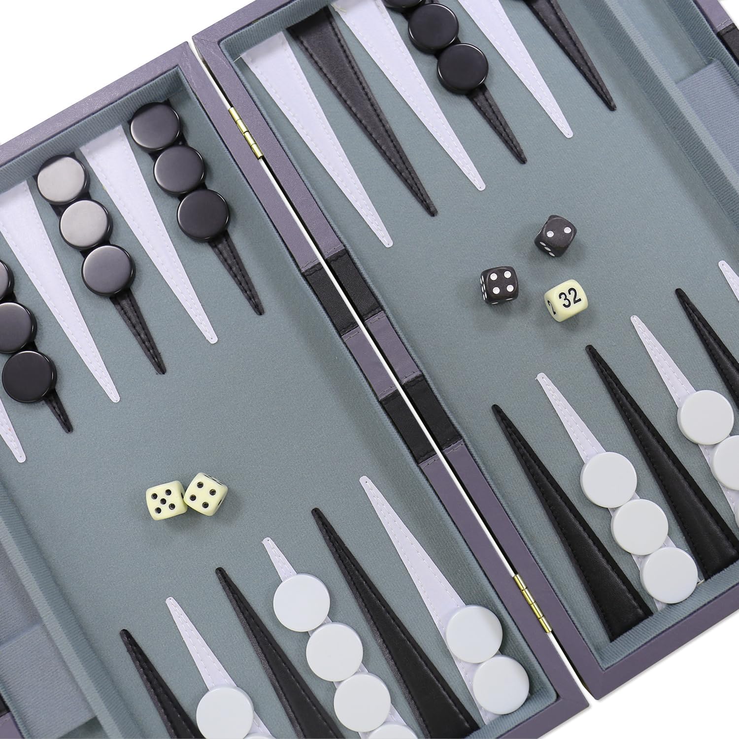 Backgammon Set 15" Grey Vinyl