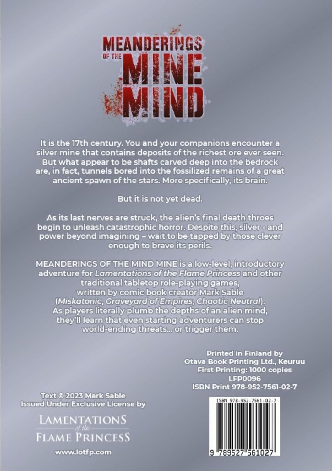 Lamentations Of The Flame Princess: Adventure: Meanderings Of The Mine Mind