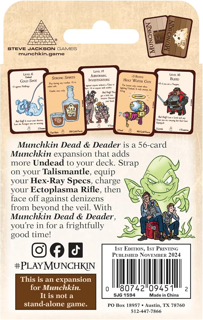 Munchkin: Dead & Deader Expansion By Steve Jackson Games
