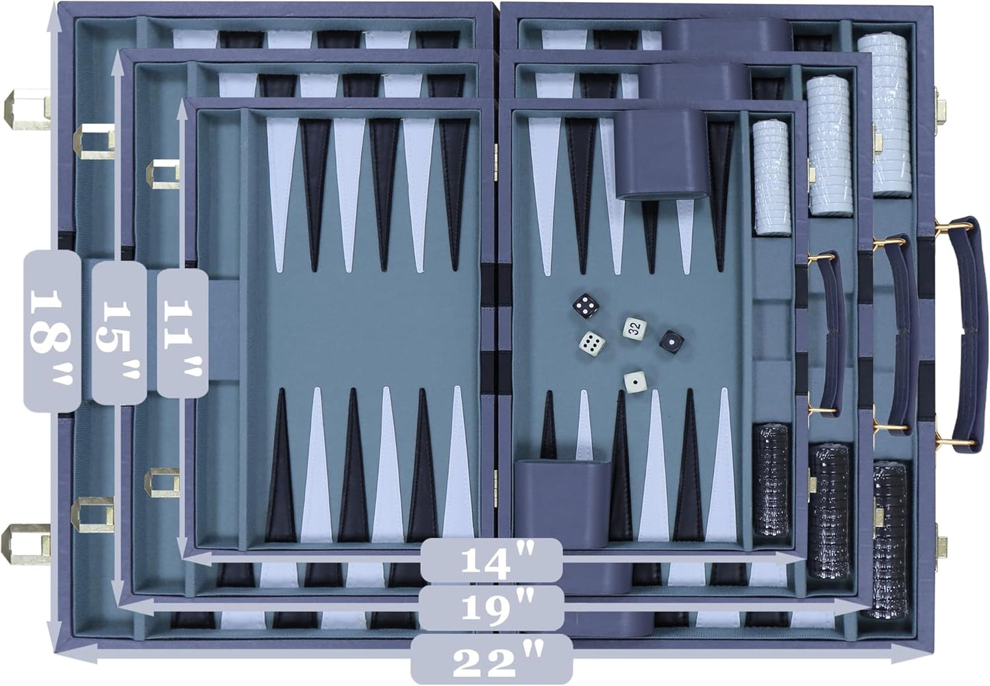 Backgammon Set 15" Grey Vinyl