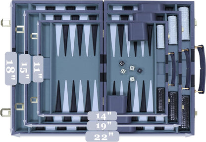 Backgammon Set 15" Grey Vinyl