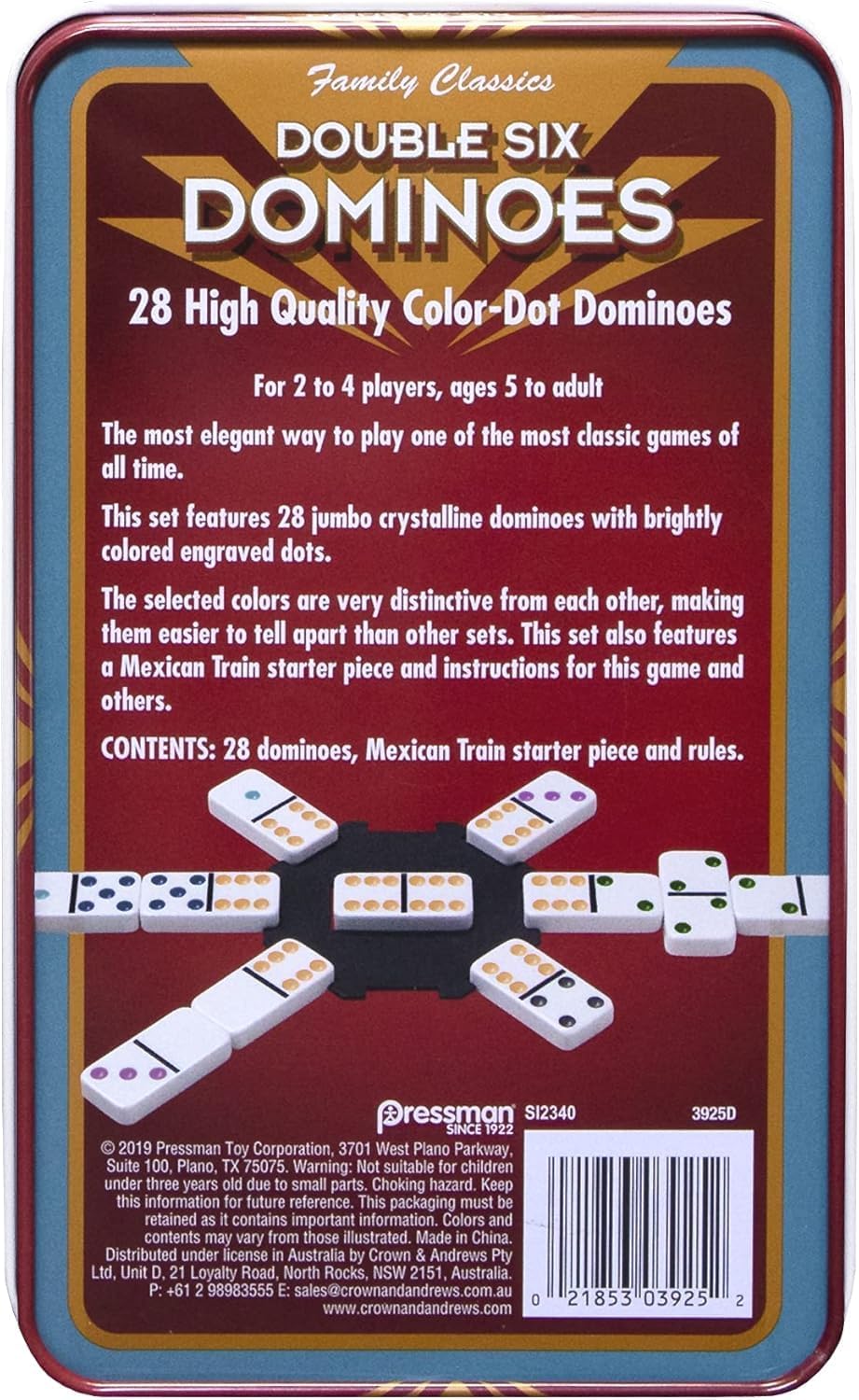 Double Six Color Dot Dominoes In Tin - Cats In Hat Inc.