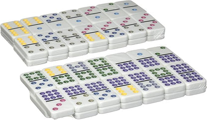 Double Nine Color Dot Dominoes in Tin By Pressman Toy