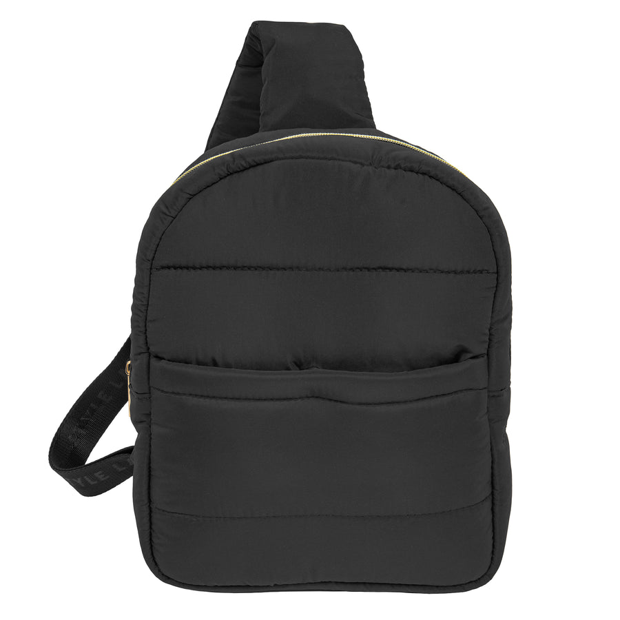 Bekah: Puffer Crossbody Backpack: Black