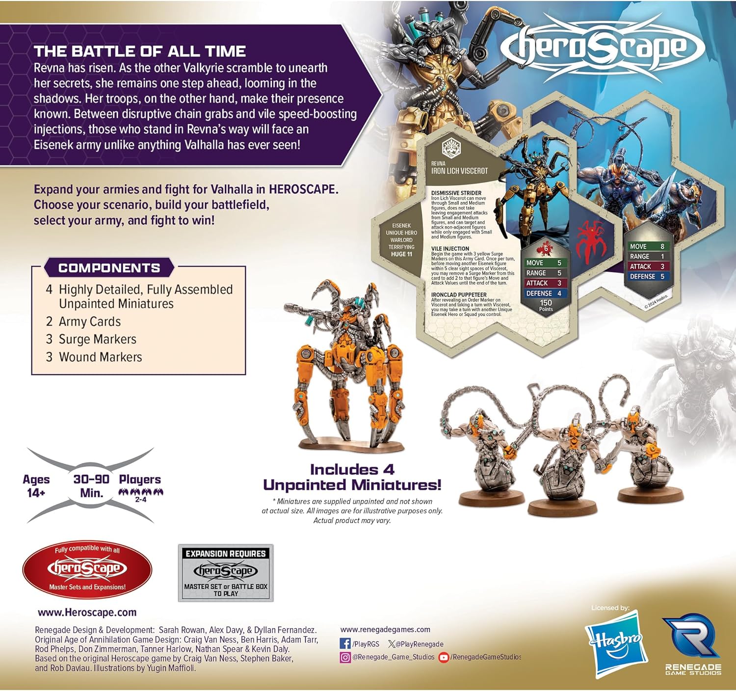 Heroscape: Revna’s Rebuke: Iron Lich Viscerot and Necrotech Wraithriders Army Expansion By Renegade Game Studios
