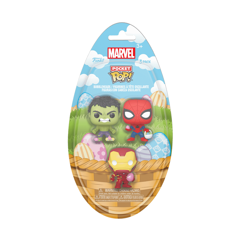 Funko Pop! Marvel - Pocket Easter Hulk, Spider-Man, Iron Man 3-Pack