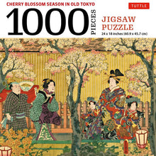 Cherry Blossom Season in Old Tokyo- 1000 Piece Jigsaw Puzzle: Woodblock Print by Utagawa Kunisada (Finished Size 24 in X 18 In)