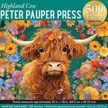 Highland Cow 500-Piece Jigsaw Puzzle (Gold Foil Highlights)