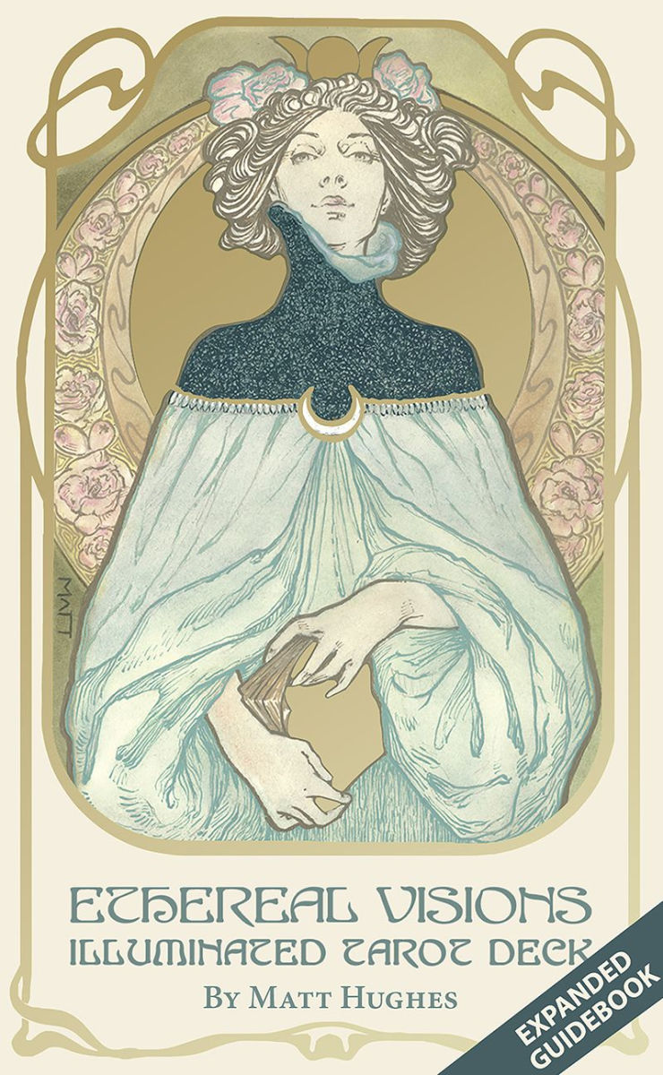 Ethereal Visions Illuminated Tarot Deck: Elegant 80-Card Art Nouveau Tarot Deck with Gold Foil Full-Color 140-Page Guidebook Hand-Drawn Illustration