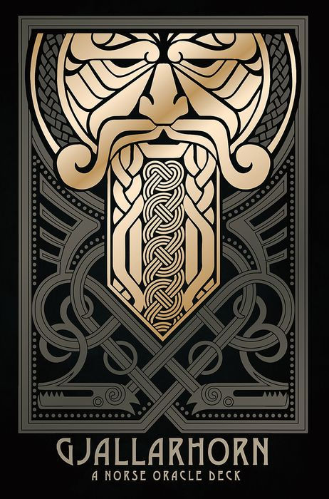 Gjallarhorn: A Norse Oracle Deck: Deluxe Set 62 Gilt-Edged Oracle Cards 80-Page Hardcover Book Gold Foil Accents Norse Mythology Ancient Runes S