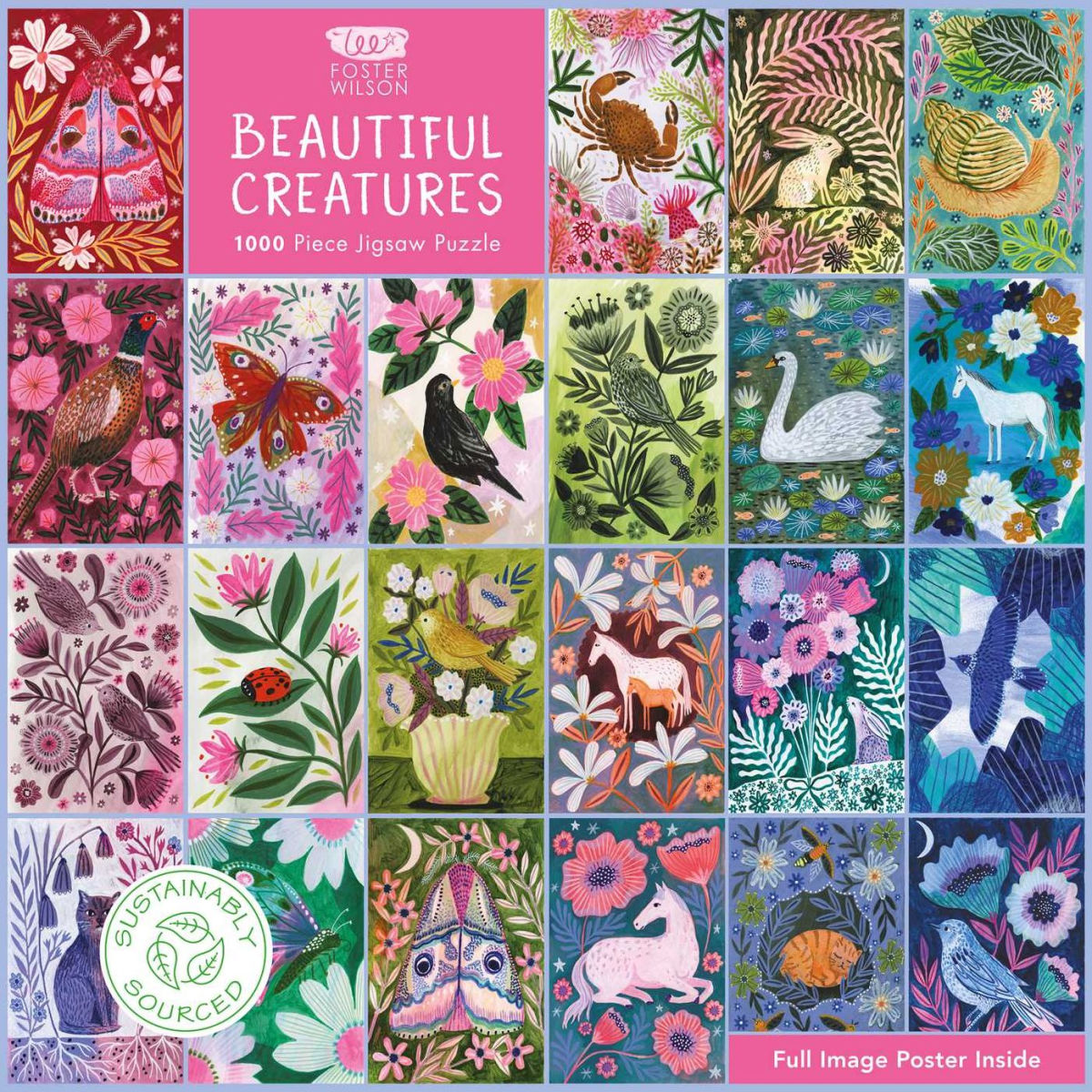 Adult Sustainable Jigsaw Puzzle Lee Foster-Wilson: Beautiful Creatures: 1000-Pieces. Ethical, Sustainable, Earth-Friendly
