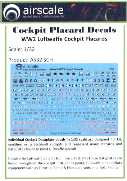 1/32 WWII Luftwaffe Cockpit Placards & Dataplates (Decal)