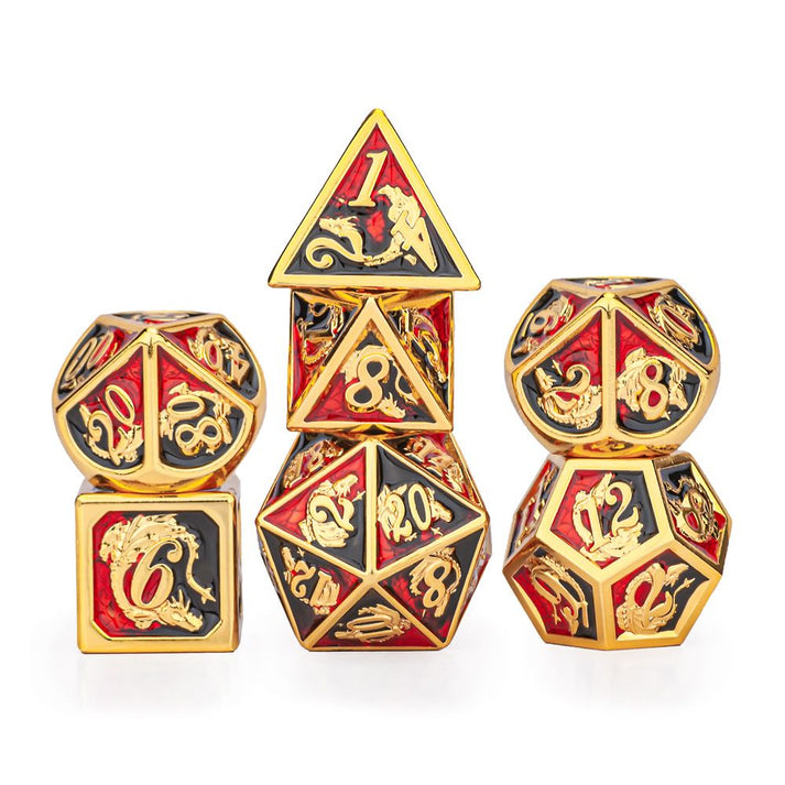 7-Set Dragon Solid Metal: Red/Black With Gold