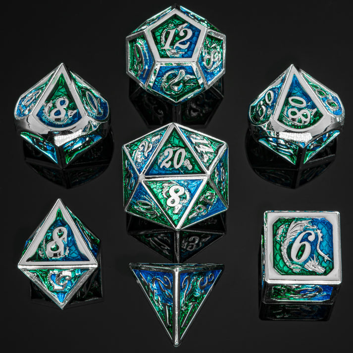 7-Set Dragon Solid Metal: Green/Blue With Silver