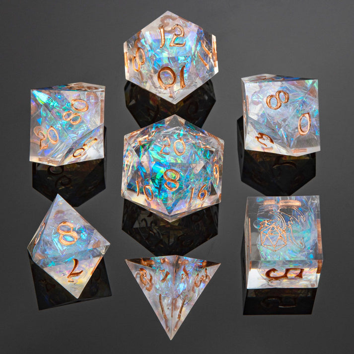 7-Set Captured Magic Hand Sanded Sharp Edge Resin: Opal