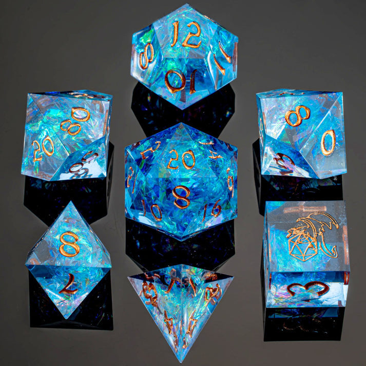 7-Set Captured Magic Hand Sanded Sharp Edge Resin: Blue