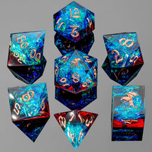 7-Set Captured Magic Hand Sanded Sharp Edge Resin: Red And Blue