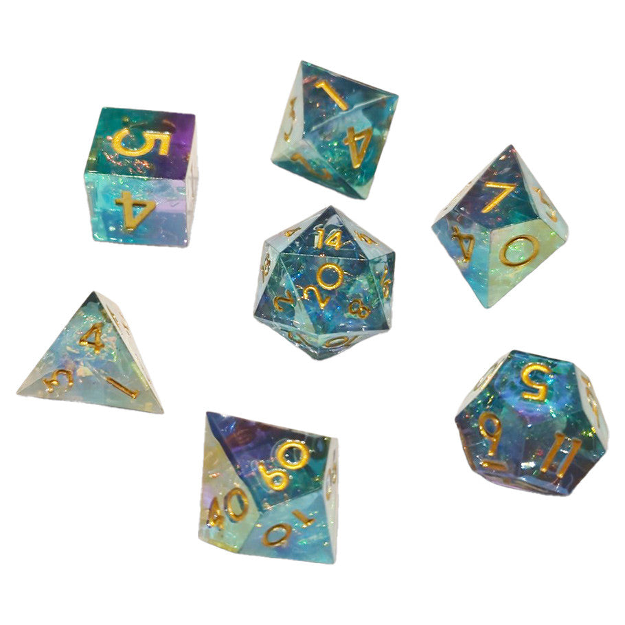 7-Set Sharp Resin Dice Teal Nebula