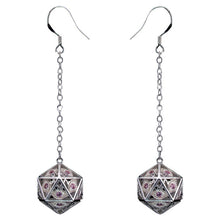 Dice Earrings: Dragon's Eye Silver with Pink Gems
