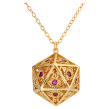 Dice Necklace: Dragon'S Eye Gold With Ruby Red Gems