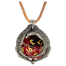 Dice Necklace: D20 Dragon Claw Silver