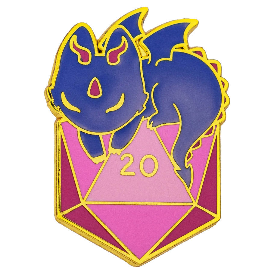Enamel Pin: Quest's Reward: Dragon with D20