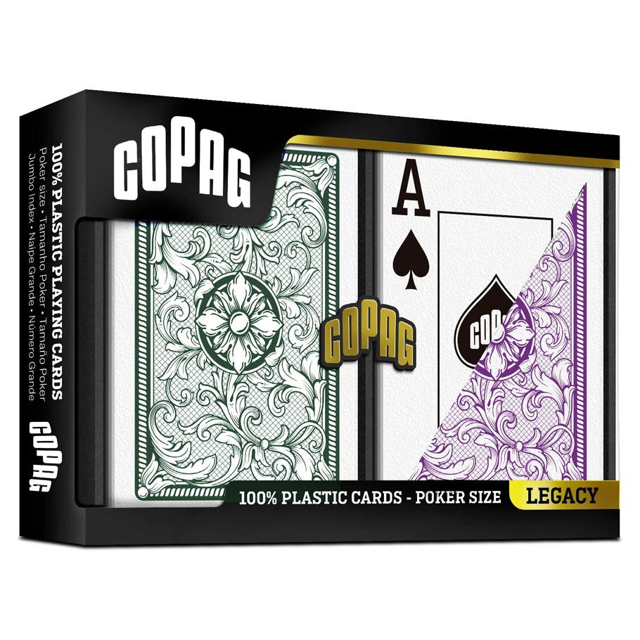 Playing Cards: COPAG: Legacy: Poker Size Jumbo Index Green/Purple 2-Pack
