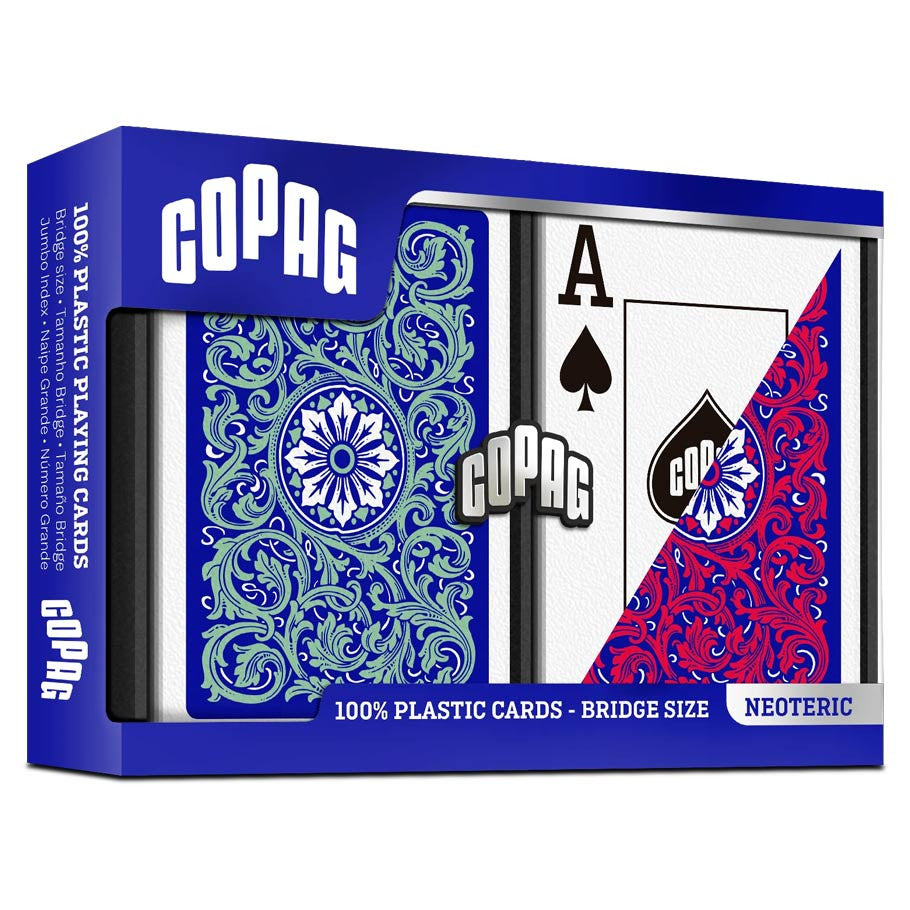Playing Cards: COPAG: Neoteric: Plastic Bridge Size Jumbo Index Blue/Green/Red 2-Pack