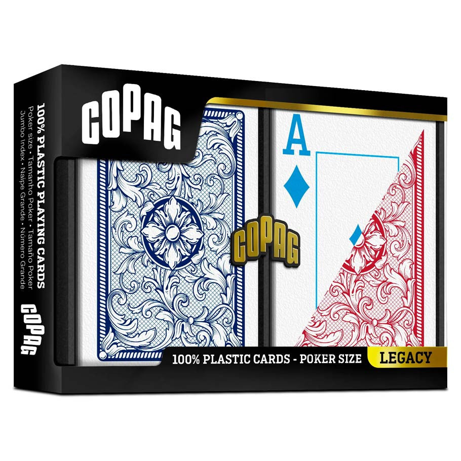Playing Cards: COPAG: Legacy: 4-Color Faces Poker Size Jumbo Index Red/Blue 2-Pack