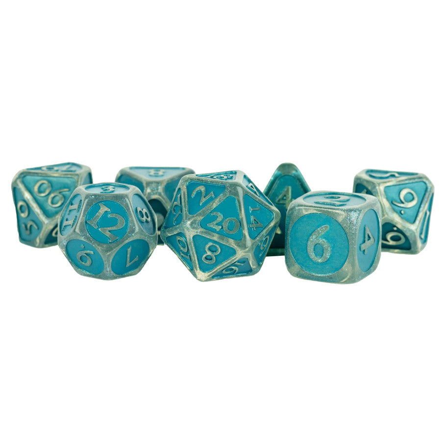 7-Set: Acrylic: 16mm Ice w/ Blue Enamel