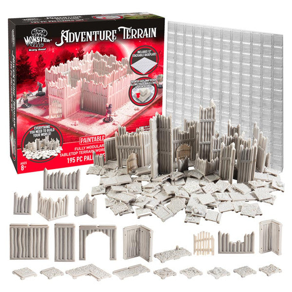 Monster Adventure Terrain: Unpainted: Palisades Builders & Baseplate (195pc)